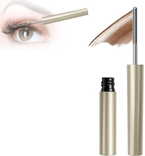 Innovative Metal Brush Long-lasting Mascara, Lash Extensions Mascara, Bristleless Metal Mascara Brush,Long-Lasting Curling Waterproofs and Sweatproof Mascara (brown)