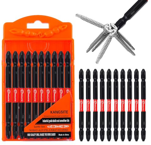 D1 Anti-Slip and Shock-Proof Bits With Phillips Screwdriver bit set Double Ended Screwdriver Bits,Magnetic Phillips Bit Set,Ph2 Impact Drill Bit Set 10Pcs (4 inches), Used For Electric Hand Tool