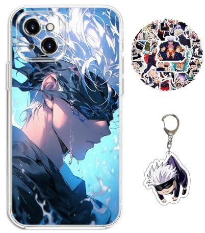 Staremeplz Compatible with iPhone 11 Pro Case Satoru Gojo/Itadori Yuji Anime Game Design [With Vision Keychain and 50pcs Stickers] Cartoon Transparent Soft Silicona Case for iPhone 11 Pro