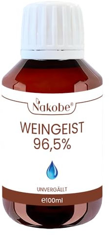 Weingeist 96,5% Vol. – Unvergällter Alkohol 100 ml | Hochrein für, Tinkturen, Extrakte & Parfümherstellung. Nakobe