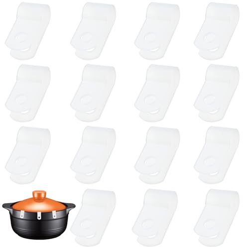 15 PACK Dutch Oven Lid Protector Clips, Replacement Plastic Pan Clips for Stacking Cookware Protectors, Plastic Bumpers for Display and Storage, and Stacking of Dutch