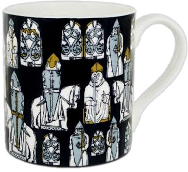 The Lewis Chessmen - Decorative Ceramic Tea/Coffee Mug - Black, White, Grey - 300 ml