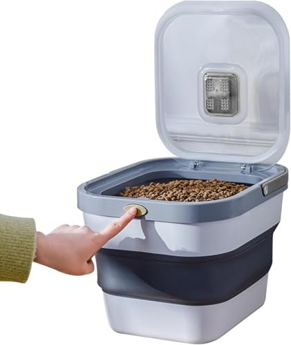 Generic 7-10kg, Récipient Nourriture Sèche, avec Cuillère, Conteneur Pliable Croquette Chien, Bac À Aliments pour Animaux Bien Refermable, Récipient De Stockage De Nourriture pour Animaux Domestiques