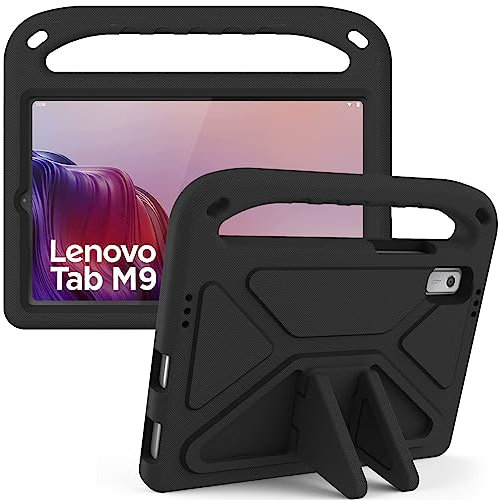 Eabhulie Carcasa para Lenovo Tab M9 9.0 2023 TB-310FU Antigolpes Funda de EVA con Asa y Soporte, Cubierta Ligera y Antideslizante para Niños Negro