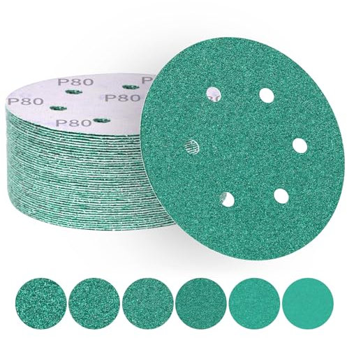 ALPXUXP Schleifscheiben 150mm Klett 6-Loch Schleifpapier Profi für Exzenterschleifer- je10x P60 P80 P120 P180 P240 P400 Mischkorn(60 Stück)