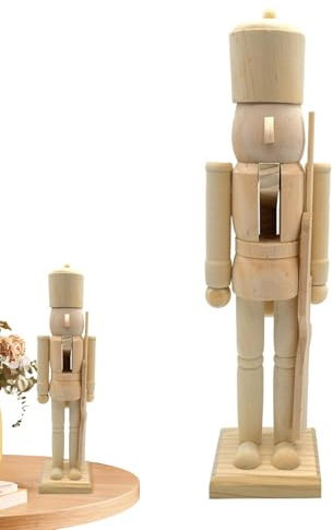 Teksome Bemalbarer Nussknacker, Unvollendete Nussknacker zum Bemalen | Weihnachts-Nussknacker-Figuren aus,Kreative Tischfigur, Puppen-Basteldekoration für Kinder, und Mädchen zum Bemalen