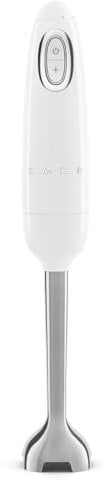 Smeg, Frullatore a Immersione HBF03WHEU, Funzione Turbo e Sistema di Taglio Flowblend, con Impugnatura Antiscivolo, Avvolgicavo Integrato, Accessori Inclusi, Potenza 700W, Bianco