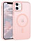 GUAGUA Cover Magnetico per iPhone 11, Compatibile con MagSafe, Custodia con Paraurti Antiurta da Telefono Labbra Rialzate Glassata Traslucida Opoca Anticaduta Protettivo Case per iPhone 11, Rosa