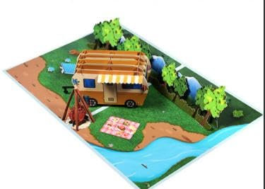 Kesote 3D Tarjeta de Felicitación Tarjeta 3D Regalo para Cumpleaños Postal Sorpresa para Viaje Despedida Trabajo o Viajeros Forma de Autocaravana