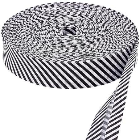 PH PandaHall 22 m Einfaches Schrägband Mit Schwarzen Und Weißen Streifen 20mm Einfaches Einfassen Zum Nähen Paspelieren Säumen Herstellen von Bekleidung Haarschleifen