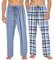 Ekouaer Lot de 2 pyjamas pour homme léger pour homme, vêtements de détente et de nuit - Pyjama pour homme à coupe confortable Bleu Blanc + Noir Blanc Carreaux XL