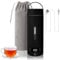 Reise Wasserkocher Klein Elektrische, 500ML/300W Tragbarer Wasserkocher Mini Wassertasse Edelstahl 316, Heizung Automatisch Abschalten,mit umkehrbarem Deckel für Tee (Schwarz)