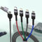 6 in 1 Multi Universal 1.8M/6Ft Phone Charging Cable - USB A/Type C to Lightning*2+Type C+Micro USB Nylon Braided Sync Charger Cord Adapter for iPhone/Android/iOS/Samsung/Huawei-Uber Signs for Car