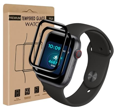 VSEER 2 Stück Schutzfolie für Panzerglas für Apple Watch Series 7/8/9 41mm, Ultra-HD Anti-Schmutz Vollbildschirm Frei von Staub Schutzglas, Anti-Fingerabdruck iWatch 41mm Displayschutzfolie
