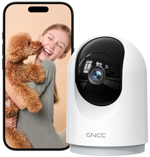 GNCC Camara Vigilancia WiFi Interior 360° PTZ 2K Cámara Vigilancia Interior con Seguimiento, para Adecuado para Bebés/Mascotas/Familia, Detección de IA, Audio Bidireccional, Visión Nocturna, 2,4GHz