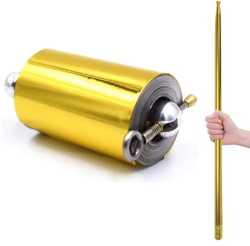 TMRBBesty Baguette Magique en Métal,Baguette Magique Professionnelle,Inoxydable Bâton Télescopique Magique,Canne Magique en Métal,Portable,pour Les Performances scéniques de Magicien,110 cm,Or