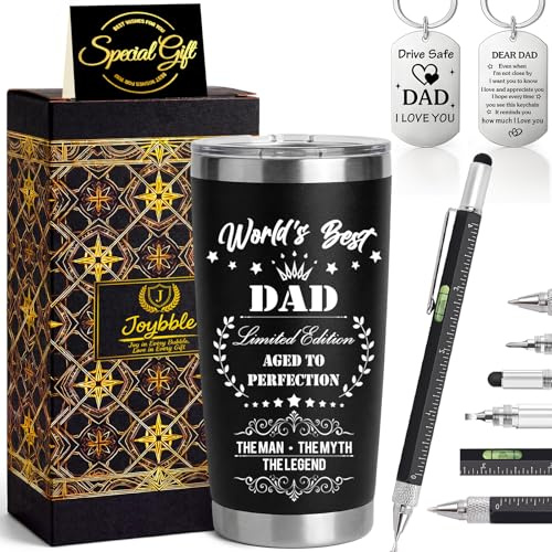 Joybble Gifts for Men, Funny Dad Gifts, Father's Day Gift Sets for Men, 20oz Stainless Steel Travel Tumbler Birthday Gifts for Him, Cool 6 in 1 Multitool Pen Gadgets Presents for Fathers Day