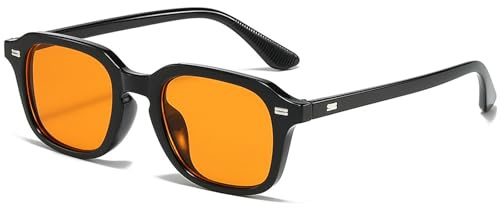 DXPETA Orange Lens Sunglasses, Retro Sunglasses with Tinted Lenses, Stylish Tinted Glasses for Men and Women, Durable Frame Design for Everyday Use, Classic Black Frame with Orange Tint