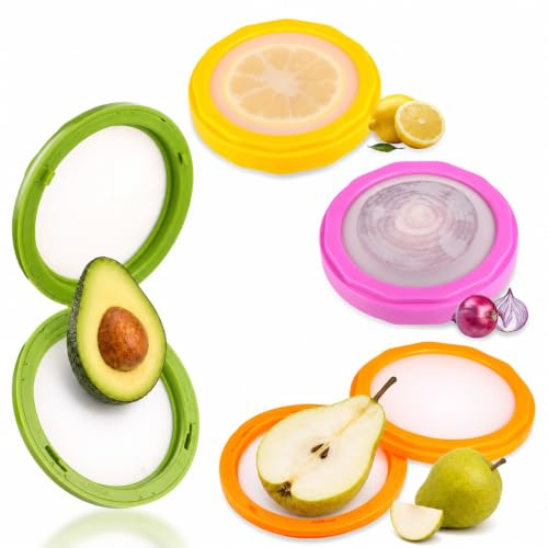 Wayneia 4 Pack Airtight Food Storage Containers for Cut Fruit and Veg | Reusable Onion and Avocado Savers for Cut Fruit and Veg, Odour-Resistant, Portable and Ideal for Fridge, Work or Camping