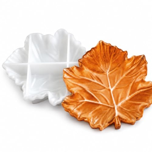 Cuxawamiyo Silicone Moulds Casting Moulds, Maple Leaf Resin Form Tray, 3D Leaf Jewellery Tray Container, DIY Resin Casting Moulds For Decoration