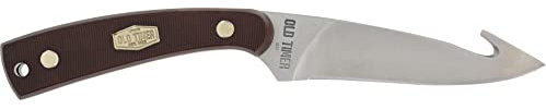 Old Timer 158OT Guthook Skinner 7.3in High Carbon Stainless Steel Full Tang Fixed Blade Knife with 3.5in Blade and Sawcut Handle for Outdoor, Hunting and Camping, Multi