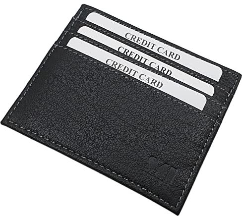 EXTRA FLACHES BÜFFELLEDER KREDITKARTENETUI VISITENKARTENETUI KARTENETUI SCHECKKARTENETUI KARTENMÄPPCHEN MJ-DESIGN-GERMANY SCHWARZ ODER BRAUN MIT KONTRASTNAHT, Schwarz, Einheitsgröße