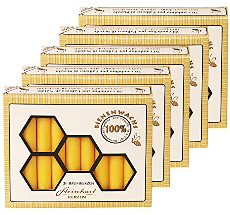 100% Bienenwachs Baumkerzen (100 Stk.) Christbaumkerzen