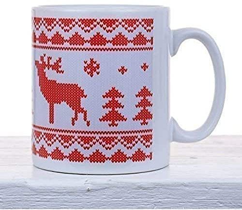 60 Second Makeover Limited Red and White Knitted Jumper Patterned Mug Matching Coasters Available Gift Idea Winter Christmas Nordic
