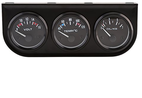 Qiilu 52mm 3 en 1 medidores Voltímetro del sensor + medidor de la temperatura del agua + medidor de presión de aceite para el camión del coche