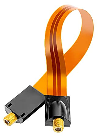 HB-DIGITAL 1x SAT Fensterdurchführung Ultra Flach flexibel extrem dünn Gold HQ Verbinder für Koaxialkabel Verkupplung für Türen Fenster Dachboden vergoldet F-Buchse