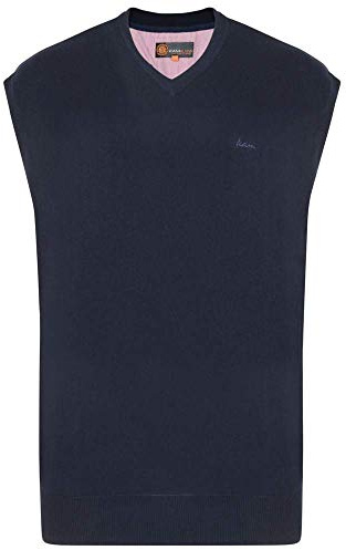 KAM Men's Premium Cotton V Neck Sleeveless Knit Jumpers (56) in Navy in 7XL