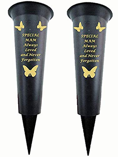 Special Verse Graveside Memorial Grave Spiked Flower Vase (Mam, 2 Pack)