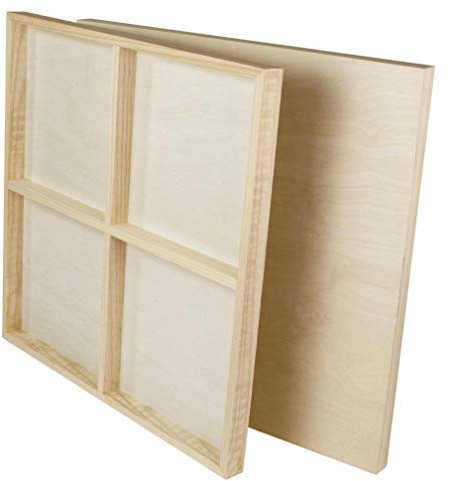 Paintersisters® Malgrund aus Holz, 2 Stück je 80 x 80 cm, 3D Optik - 38mm stark, Malplatte aus Holz, Holzleinwand, Ulmer Holzmalgrund