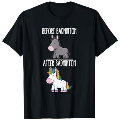 Vor Nach Badminton Einhorn Badminton Spieler T-Shirt