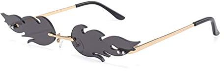 NUOBESTY Feuer Flamme Brille 1Pc 16 X 14 X 2. 7 Cm Flamme Randlose Sonnenbrille Frauen Männer Sonnenbrille Party Brille Klare Metall Sonnenbrille Rahmenlose Farben - Grau