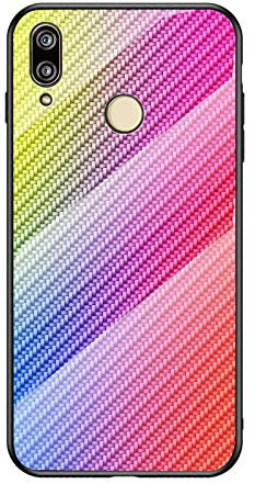 MadBee Funda para Huawei P20 Lite [con Protector de Pantalla],9H Cristal Templado [Patrón de Fibra] [Resistente a los Arañazos] + Borde de TPU Silicona Suave Fundas Case Cover (Vistoso)