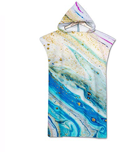 Surwin Badeponcho Strandtuch Herren Damen Surfen Wechseln Handtuch Poncho Mit Kapuze kompakt und sehr leicht Robe Bademantel Surfponcho für Strand Schwimmen Schnorchel (70 * 110cm,Mondoberfläche)