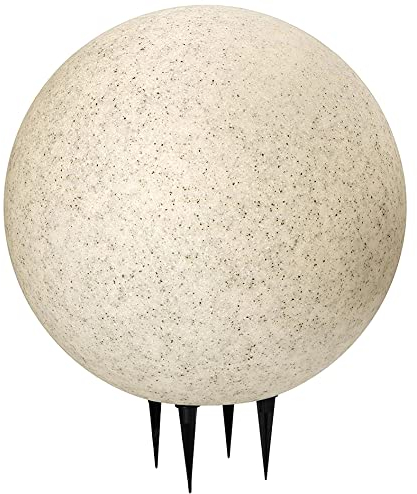 LED Stein Garten Außenleuchte Granit-Optik Durchm. 35 cm IP65 inkl. LED-Lampe mit Sensor warmweiß 5 m Anschlusskabel