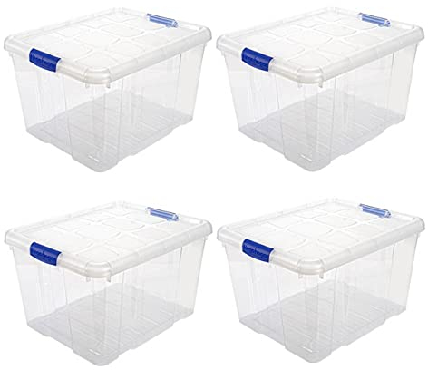 Acan Tradineur – Pack de 4 Cajas de Almacenamiento – Fabricado en plástico – Contenedor para almacenar Juguetes, Libros, Ropa, Mantas – N.º 2 – 25,5 x 41,5 x 35 cm – 25 L
