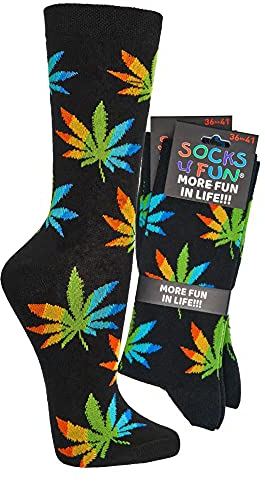 krautwear Herren Damen 2 Paar Lustige Bunte Gemusterte Fun Sneaker Socken Witzige Strümpfe Baumwolle (36-41, Hanf)