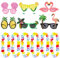 6 Stück Party Brillen Hawaiian Tropical Brille Lustig mit 6 Pcs Blumenketten Kranz Hawaiianische Sommer Deko für Hawaiian Party Strand Thema Party Zubehör Foto Requisiten Aloha Party usw.