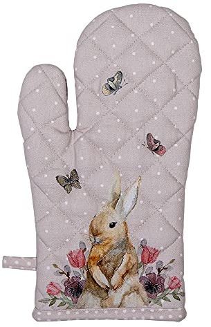 CLAYRE & EEF Gant de cuisine pour four lapin beige à pois 16x30 cm