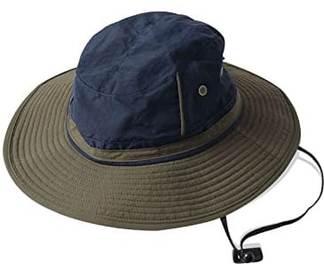 LumiSyne Zweifarbig Fischerhut Damen Herren Sonnenhut Breite Krempe UPF 50+ Verstellbare Passform Atmungsaktives Mesh Packbar Boonie Hat Mit Kinnband Für Reisen Klettern Angeln Gartenarbeit Outdoor