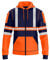 NOROZE Felpa da Uomo Hi-Viz con Zip Frontale con Nastro Riflettente ad Alta visibilità Cappotto di Sicurezza con Cerniere utilità per Telefono e Tasche Felpa (M, Stile 2: Arancia Fluo/Blu Marino)