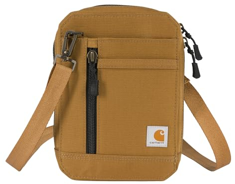 Carhartt Unisex Nylon Duck, Water Resistant Wallet with Adjustable Strap Crossbody-Portemonnaie, Braun Brown