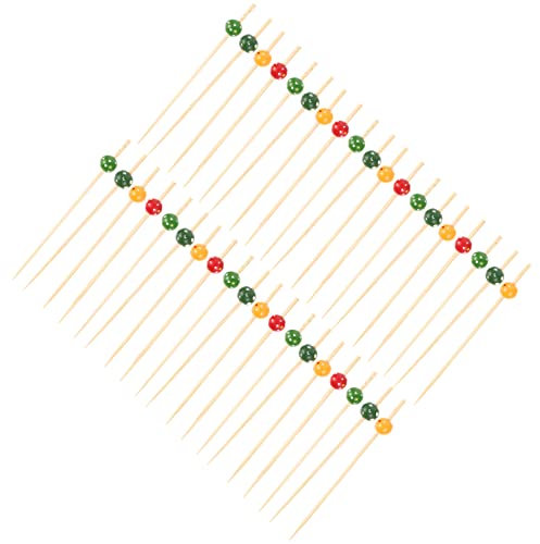 HEMOTON 100 Piezas Palito De Fruta Desechable Decoración Tarta Palillos De Fiesta para Aperitivos Selección De Frutas De Madera Palillos De Cóctel De Madera Merienda Acero Inoxidable