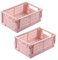 SelfTek 2 Stück Klappkisten Set, 2 Stück großer klappbox, Faltbarer Obstkorb aus Kunststoff, klappkorb für Küche,Arbeitszimmer und Büro, 25 x 16,5 x 10 cm (Rosa)