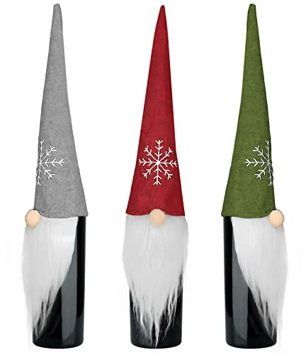 CoKeeSun Christmas Wine Bottle Covers, 3pcs Cute Christmas Bottle Bags for Wine Christmas Decoration Faceless Santa Doll Christmas Bottle Bags Wine Decorative Cover Ornaments Xmas Party Decoration