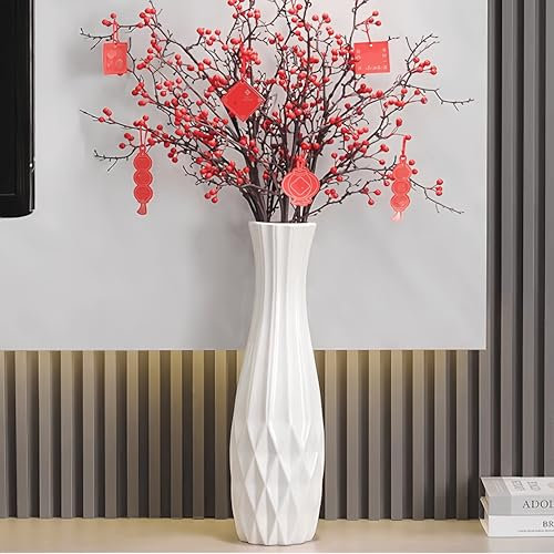 GDSZJLJ Große Keramik-Bodenvase, 45 cm, weiße große Blumenvase, dekorative Vasen für Wohnzimmer, moderne Heimdekoration, Büro, Schlafzimmer, Küche, Hochzeit, Hausdekoration