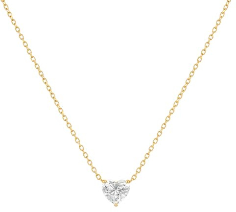 Kritz Collier Zircon Femme Solitaire plaqué Or Forme Rond Coeur Carré - Pendentif Zirconium Cubique Diamant avec Chaîne Réglable - Bijoux Cadeaux Femmes
